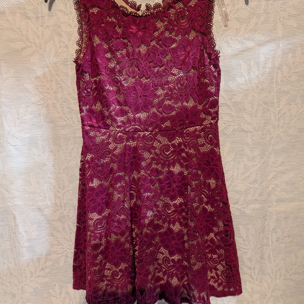 Speechless Burgundy Lace Kids Dress